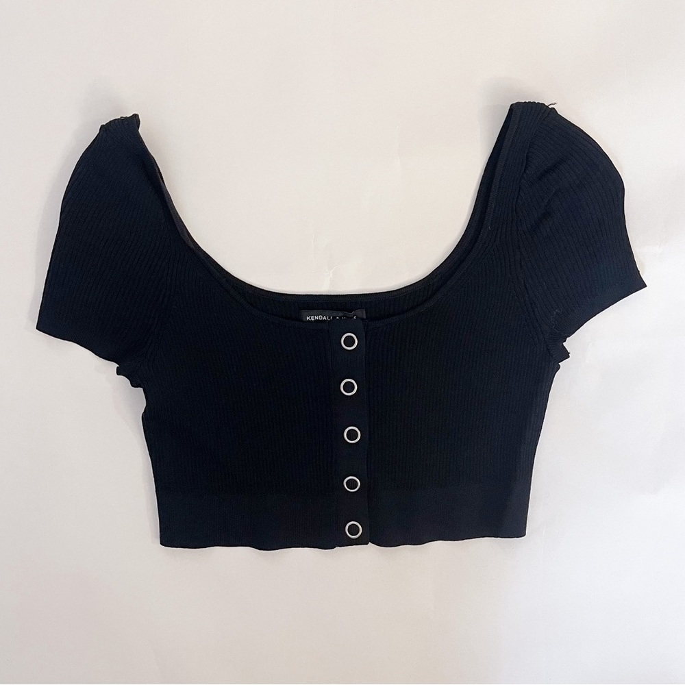 Kendall & Kylie Black Mini Cropped Top